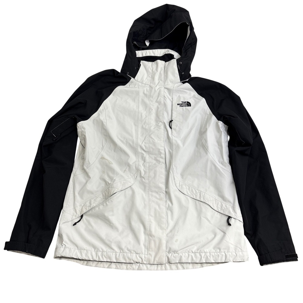 The North Face HyVent Rain Jacket Womens Medium White Black Hooded NF0A2TDL